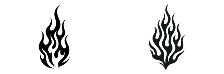 Flame vector illustration featuring two distinct fire designs with varying shapes and styles for creative use