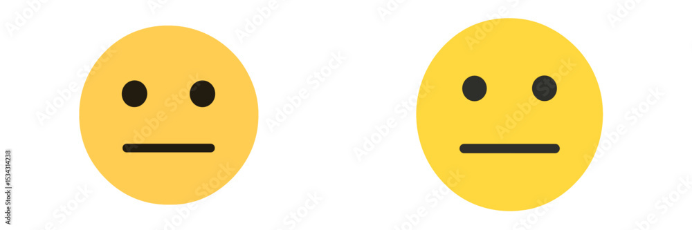 Aufkleber two simplistic flat vector illustrations of neutral emoticons conveying indifference or monotony in 