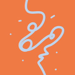 Abstract spiral vector illustration in light blue color and orange background. Greeting card decoration, event poster decoration.