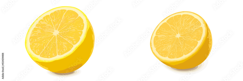 Poster fresh lemon halves on a white background showcasing vibrant color and juicy texture perfect for culi