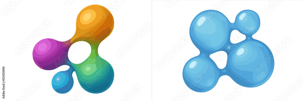 Poster colorful vector illustration of abstract shapes showcasing vibrant organic forms and smooth textures