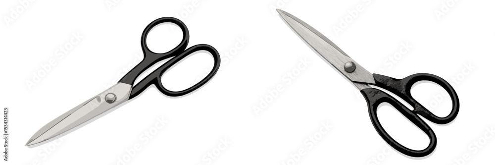 Aufkleber two pairs of black-handled scissors placed on a white background for crafting and office use