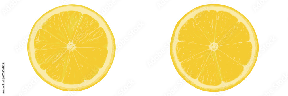 Poster freshly sliced lemons arranged on a clean surface showcasing their vibrant color and juicy texture