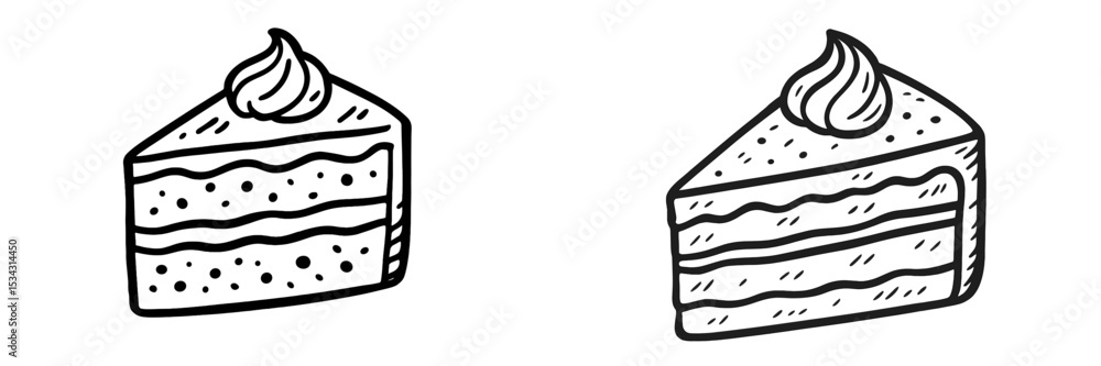 Aufkleber Delicious slices of cake displayed on a white background with subtle details of frosting and layers