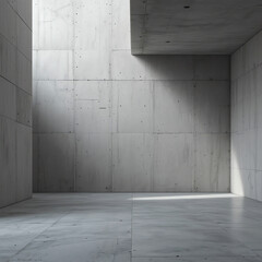 Modern minimalist interior with concrete walls and floor