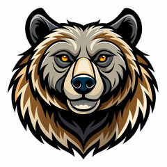 Obraz premium Bear realistic design and bold line black , white background ,full color
