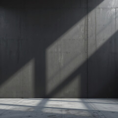 Minimalist gray concrete wall with shadows and light