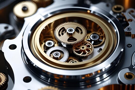 Tiny gears spin inside the sleek metal core.
