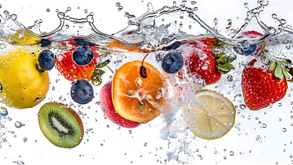 Fruits Splashing in Water 