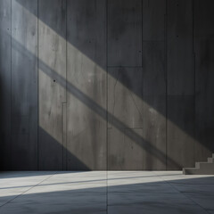 Industrial concrete interior with dramatic light and shadows