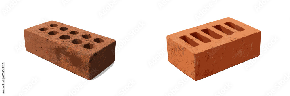 Poster two types of construction bricks laid side by side on a white background showcasing different design