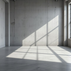 Minimalist interior space with concrete walls and natural light