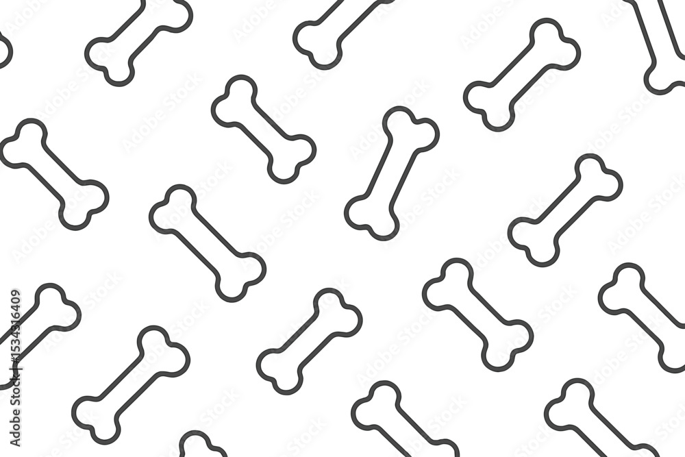 Poster pattern of dog bones on a white background featuring a minimalistic design for pet lovers and decora