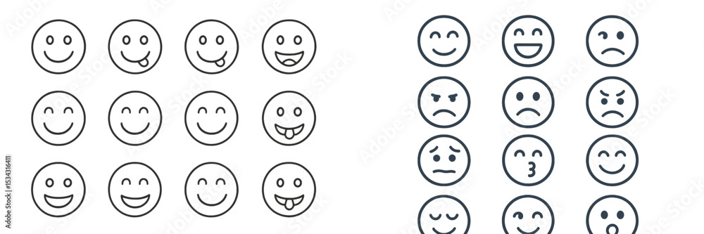 Poster different facial expressions shown in a grid, capturing a range of emotions and reactions from happi