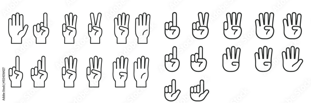 Poster various hand gestures representing numbers one to five in a clear, simplistic design for easy unders