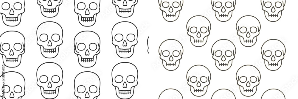 Aufkleber Repetitive pattern of outlined skulls on a plain background creating a unique graphic design