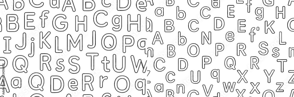 Aufkleber Multiple letters of the alphabet arranged in a playful and creative pattern on a white background, perfect for educational purposes