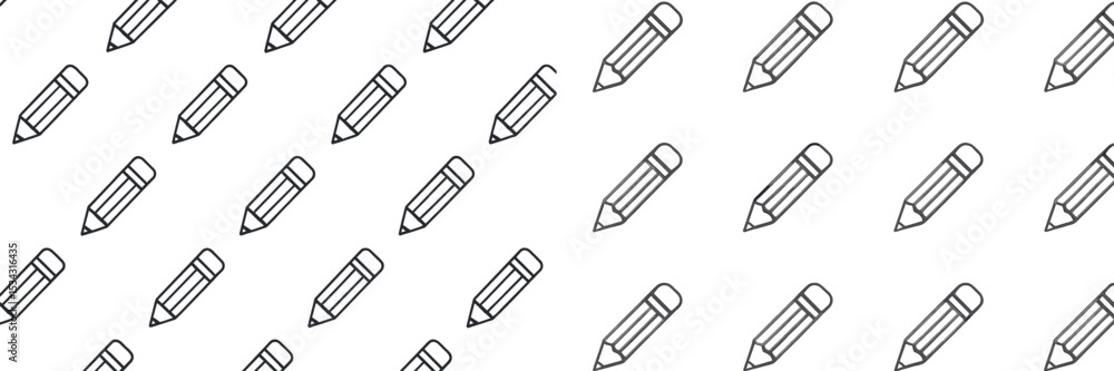Poster Repeating pattern of pencil illustrations on a white background in a creative design setting