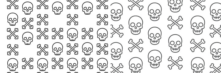 Fototapeta premium Pattern featuring skulls and crossbones in a playful, graphic design on a light background