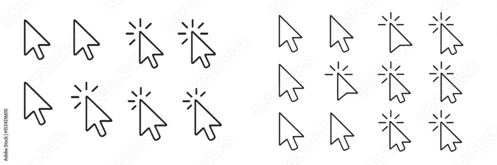 Poster cursor icons for digital interaction represent user engagement in modern technology