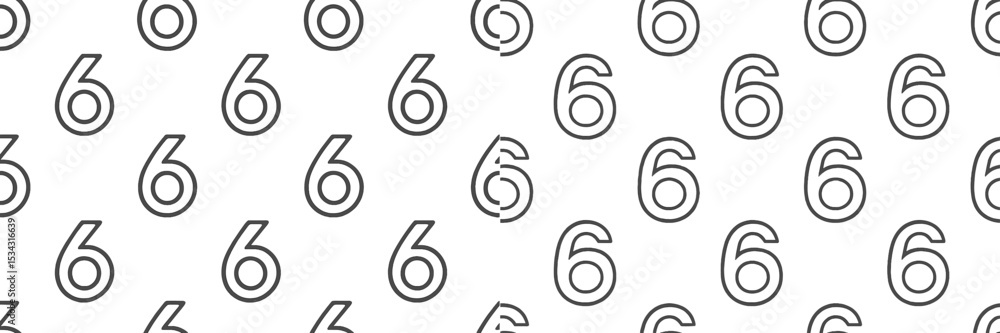 Poster Repeating pattern of number six in a minimalistic vector flat illustration style suitable for various design projects