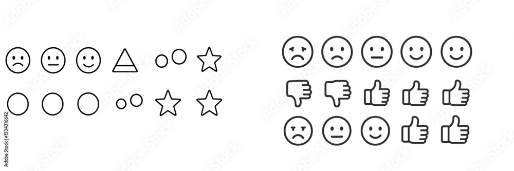 Poster Vector flat illustration showcasing various shapes and emoticons, representing diverse emotions and forms in a minimalistic design