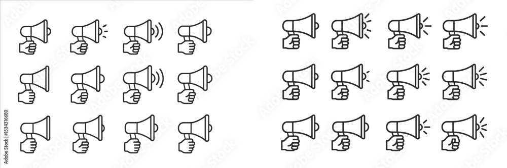Poster Megaphones displayed in a flat vector illustration representing communication and announcements in various contexts