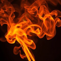 Flame patterns with swirling orange and yellow colors in a dark background