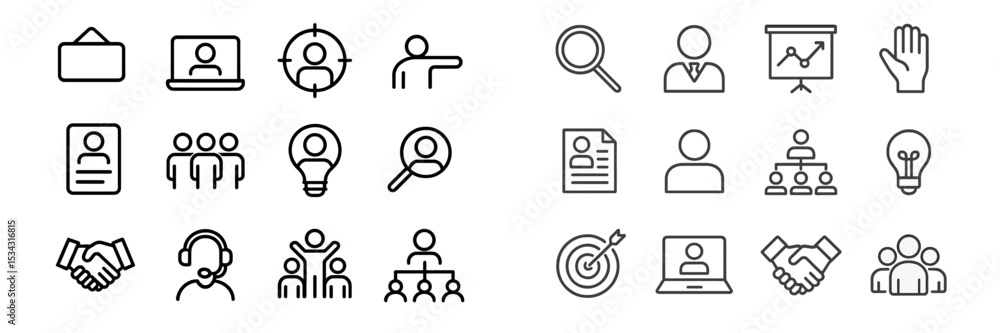 Aufkleber Vector flat illustration of diverse business activities and teamwork concepts showcasing collaboration and skill development