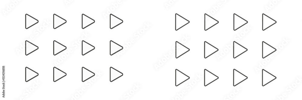 Poster Collection of vector flat illustrations showcasing a pattern of arrow shapes arranged in rows and columns for design purposes