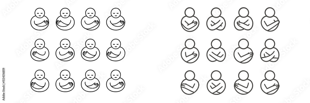 Poster vector flat illustration showcasing diverse human figures expressing various gestures in a minimalis