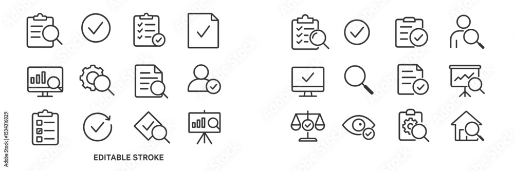 Poster numerous icons feature checklists, graphs, and people, highlighting organization, data analysis, and