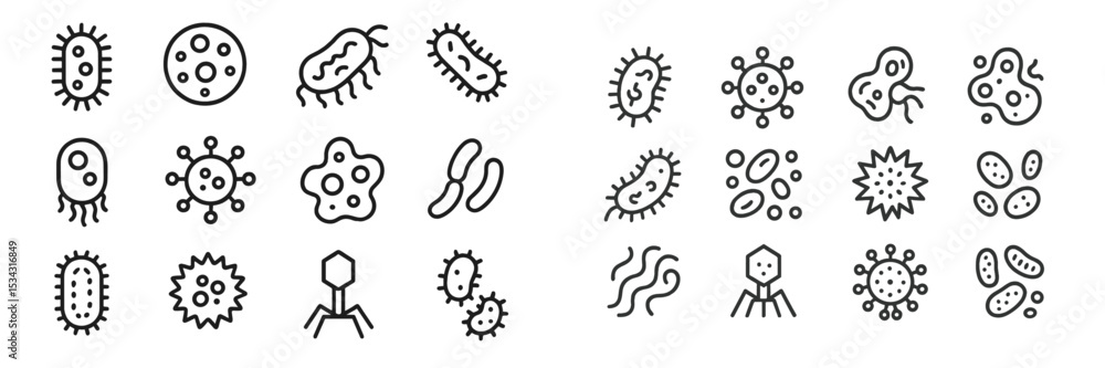 Poster Illustration of various microorganisms showcasing diverse shapes and forms in a flat vector style