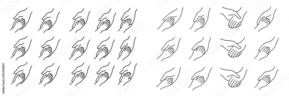 Poster Hands in different gestures expressing connection and support