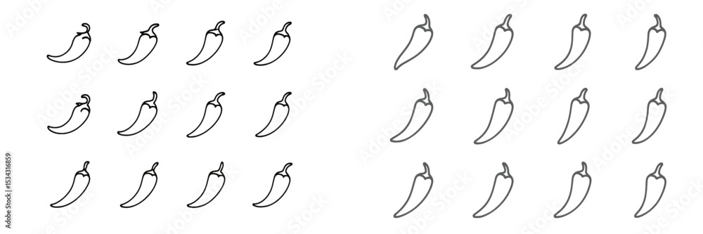 Poster multiple chili pepper outlines in a vector flat illustration creating a playful and vibrant pattern