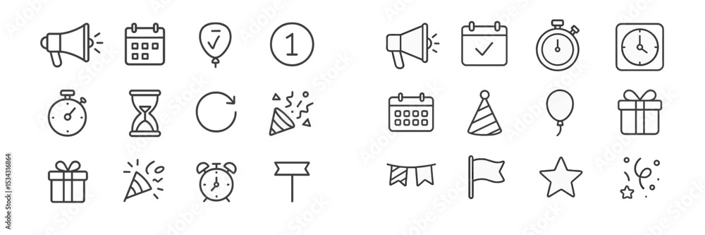 Aufkleber vector flat illustration of celebration and time management elements suitable for various events and