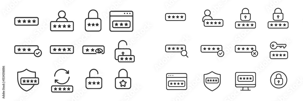 Aufkleber Minimalist vector illustration of security icons representing user authentication and data protection concepts