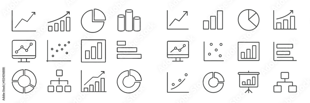 Aufkleber Vector flat illustration of various data visualization elements in a modern design featuring graphs, charts, and analytics tools