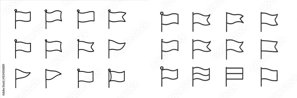 Poster vector flat illustration showcasing various flag designs in different shapes and styles for creative