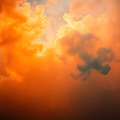 Vibrant cloud formations during sunset with orange and blue hues