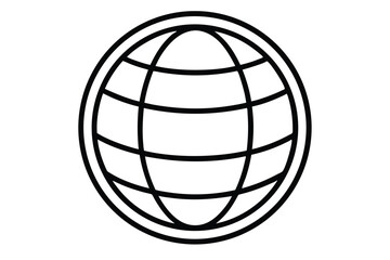 Simple Black and White Globe Graphic with Curved Horizontal Lines Design Illustration