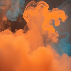Abstract smoke in vibrant orange and blue hues
