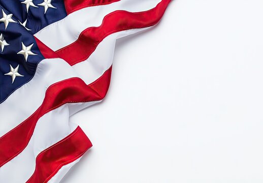 American flag draped on white background (4)