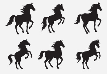 Horse silhouette set