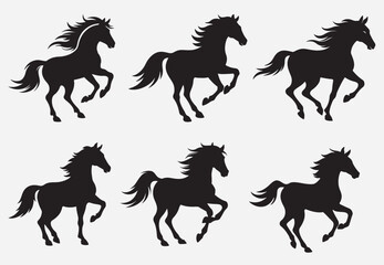 Horse silhouette set