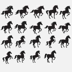Horse silhouette set