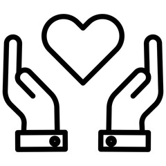 Charity Concept. Hands Holding A Heart Editable Stroke Outline Icon Isolated On White Background Flat Vector Illustration Outline Icon