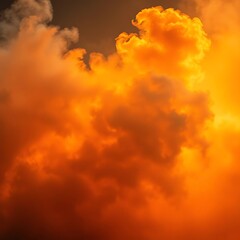 Vibrant orange clouds during sunset creating a dramatic sky