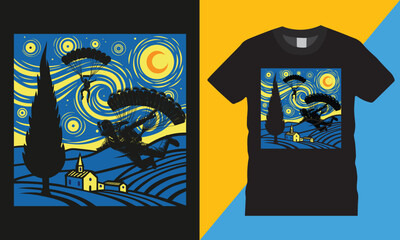The Starry Night Skydiving retro Colorful typography vector t-shirt design template