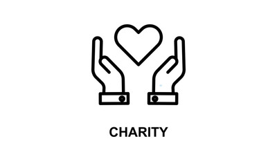 Charity Concept. Hands Holding A Heart Editable Stroke Outline Icon Isolated On White Background Flat Vector Illustration Vector Icon Isolated On White Background